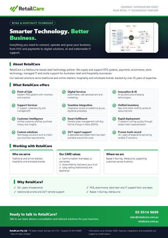 Preview of the RetailCare Solutions information sheet